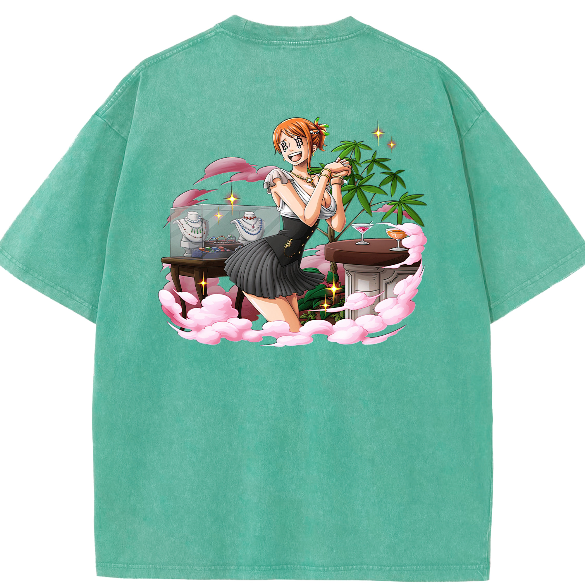 ワンピース ナミ ONE PIECE Nami 綿100% ヴィンテージ風 半袖Tシャツ（背面プリント）